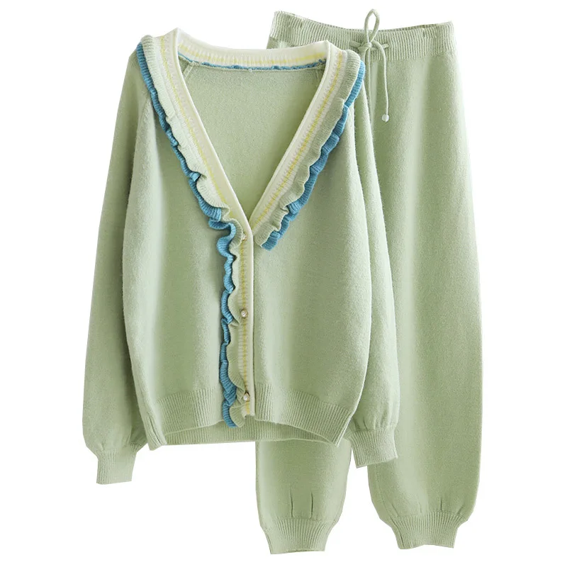 High-end Home Wear Kawaii Japanese Sleepwear Wool Knit Women's Pyjamas Winter Thick Pajamas Set Long Sleeve Ruffle Pijama Mujer
High-end Home Wear Kawaii Japanese Sleepwear Wool Knit Women's Pyjamas Winter Thick Pajamas Set Long Sleeve Ruffle Pijama Mujer