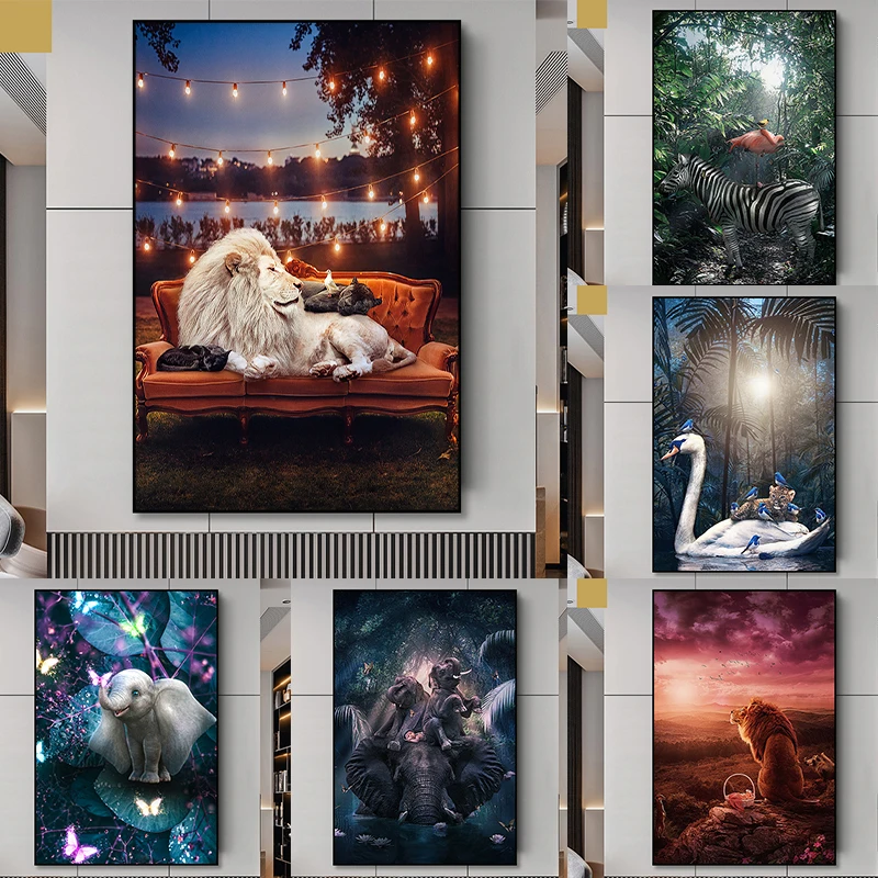 Wild Animal Lion Zebra Elephant Canvas Painting Nordic Flower Jungle Wall Art Posters and Prints Home Decoration Living Room
Wild Animal Lion Zebra Elephant Canvas Painting Nordic Flower Jungle Wall Art Posters and Prints Home Decoration Living Room
