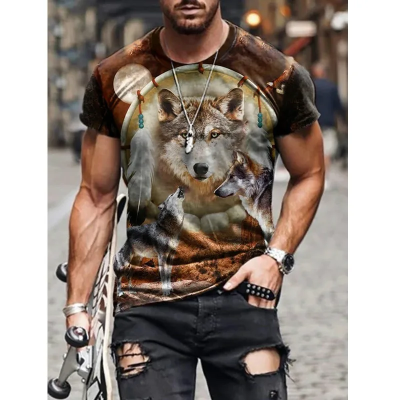 Summer Men's T-shirt Street Fashion Animal Wolf Head Print 3d T-shirt Men's Large Size Casual Short Loose Pullover T-shirt
Summer Men's T-shirt Street Fashion Animal Wolf Head Print 3d T-shirt Men's Large Size Casual Short Loose Pullover T-shirt