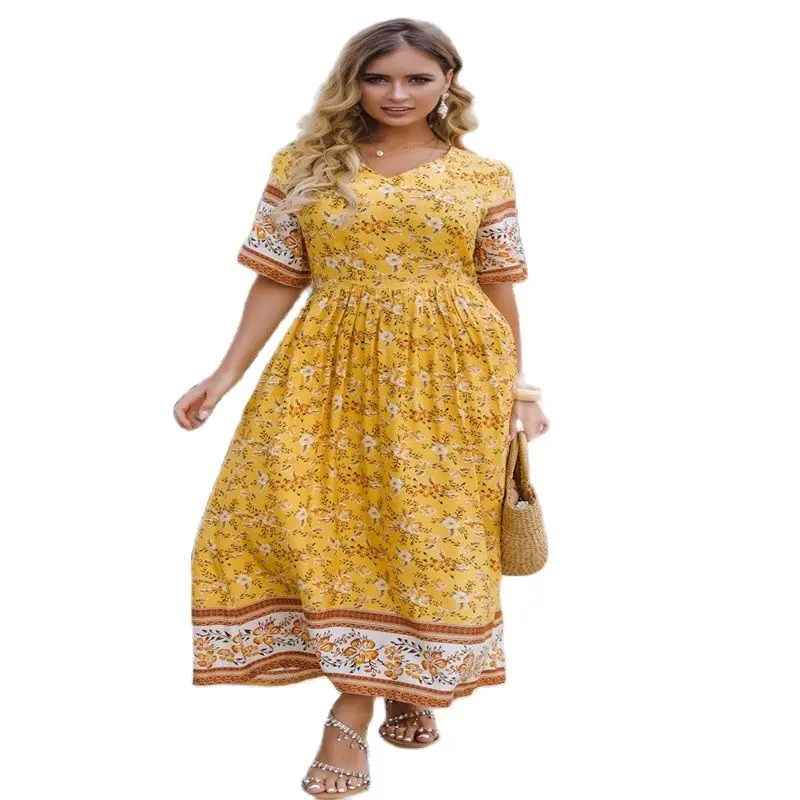 2021 New Fashion Women's Dress Beach Skirt V-neck Printing Long Dress Women's Dress
2021 New Fashion Women's Dress Beach Skirt V-neck Printing Long Dress Women's Dress