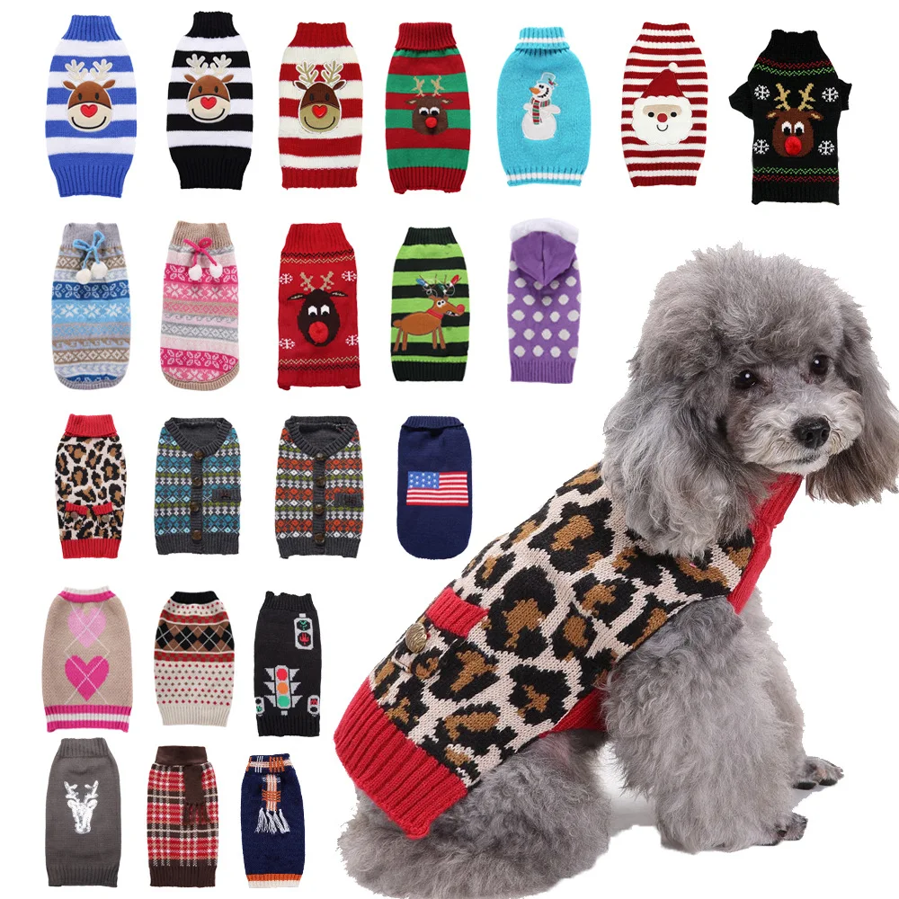 Christmas Pet Dog Sweaters High Collar Dog Clothing Cat Sweater Dogs Coat Winter Warm Pet Jacket Leopard Knitting Costumes 
Christmas Pet Dog Sweaters High Collar Dog Clothing Cat Sweater Dogs Coat Winter Warm Pet Jacket Leopard Knitting Costumes