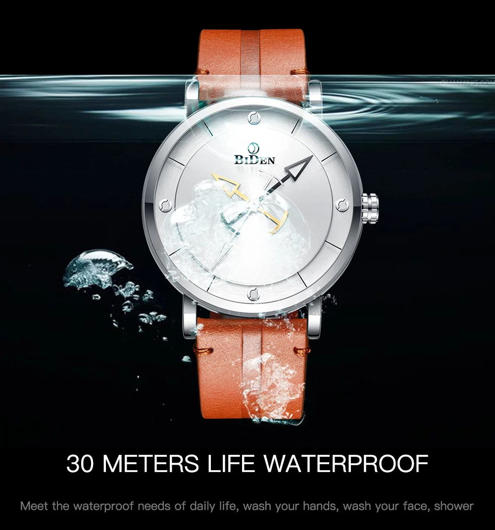 Роскошные мужские часы BIDEN японские кварцевые спортивные водонепроницаемые