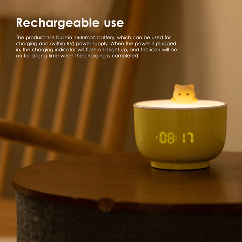 New Cat Alarm Clock Night Light Children's Bedroom Cute LED Small Night Light Rechargeable Adjustable Wake Bedside Lamp
New Cat Alarm Clock Night Light Children's Bedroom Cute LED Small Night Light Rechargeable Adjustable Wake Bedside Lamp