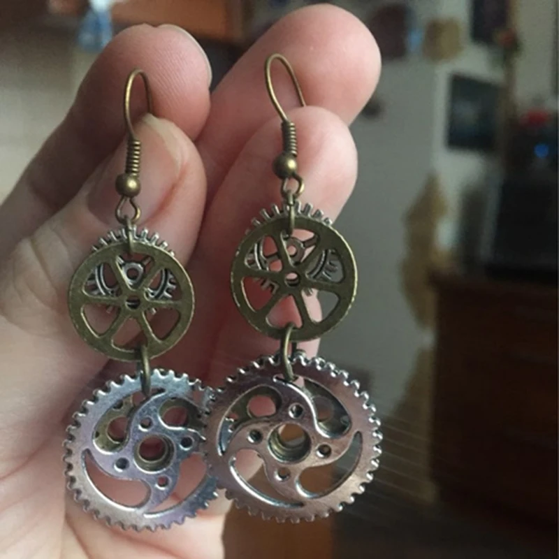 Vintage Mechanical Gear Drop Earrings Two Tone Double Layer Hallow Out Dangle for Women Steampunk Gothic Party Jewelry
Vintage Mechanical Gear Drop Earrings Two Tone Double Layer Hallow Out Dangle for Women Steampunk Gothic Party Jewelry