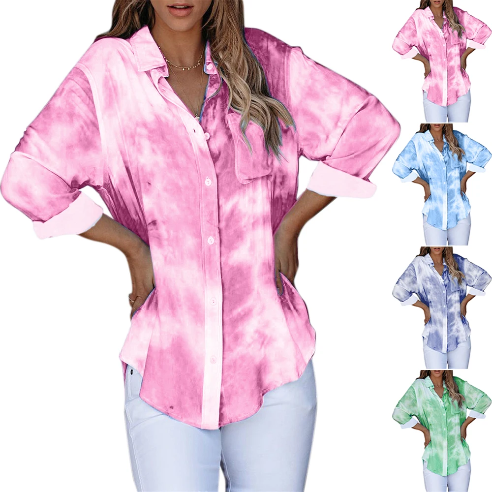 Autumn Loose Blouse Shirts Women Fashion Button Up Tie Dye Long Sleeve Shirt Turn Down Collar Womens Clothing Blousa Women
Autumn Loose Blouse Shirts Women Fashion Button Up Tie Dye Long Sleeve Shirt Turn Down Collar Womens Clothing Blousa Women