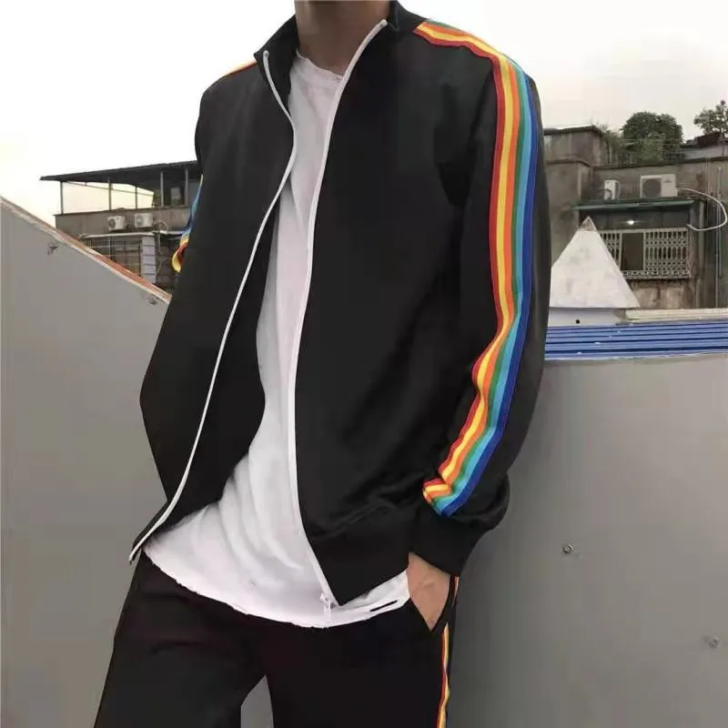 Autumn Rainbow Trim Jacket European Men's Sports Casual Loose Couple Jacket spring winter coat
Autumn Rainbow Trim Jacket European Men's Sports Casual Loose Couple Jacket spring winter coat