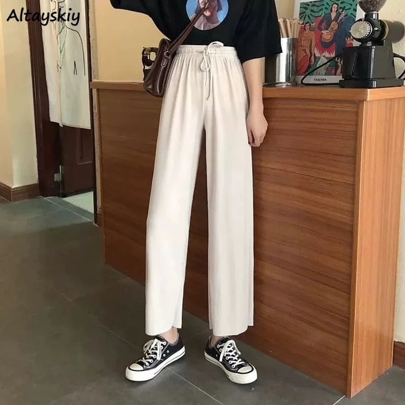 Casual Pants Women Loose Wide Leg Summer Lace-up Elastic High Waist All-match Leisure Loose Womens Trousers Soft Stylish Simple
Casual Pants Women Loose Wide Leg Summer Lace-up Elastic High Waist All-match Leisure Loose Womens Trousers Soft Stylish Simple