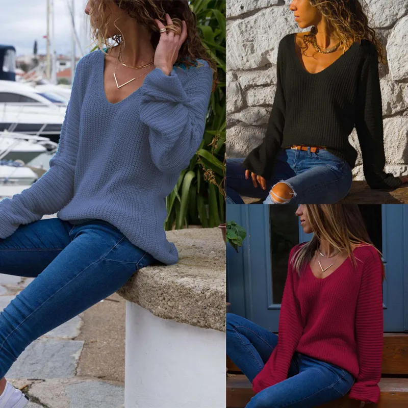 Bikoles Autumn And Winter New Fashion V Neck Long Sleeve Solid Tops Women's Sweater 2021 High Street Casual Slim Ladies Sweater 
Bikoles Autumn And Winter New Fashion V Neck Long Sleeve Solid Tops Women's Sweater 2021 High Street Casual Slim Ladies Sweater