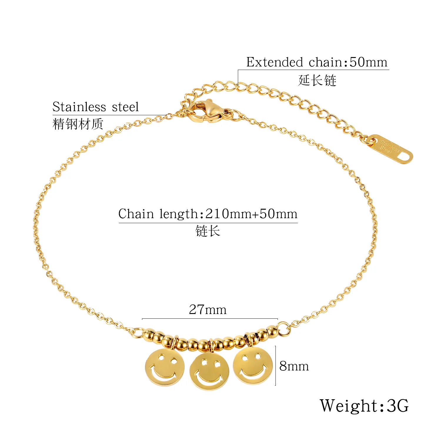 Fashion Titanium Steel Smile Charms Footwear Bracelets Anklets For Women Bohemian Summer Foot Chain Jewelry Gifts C1000 
Fashion Titanium Steel Smile Charms Footwear Bracelets Anklets For Women Bohemian Summer Foot Chain Jewelry Gifts C1000