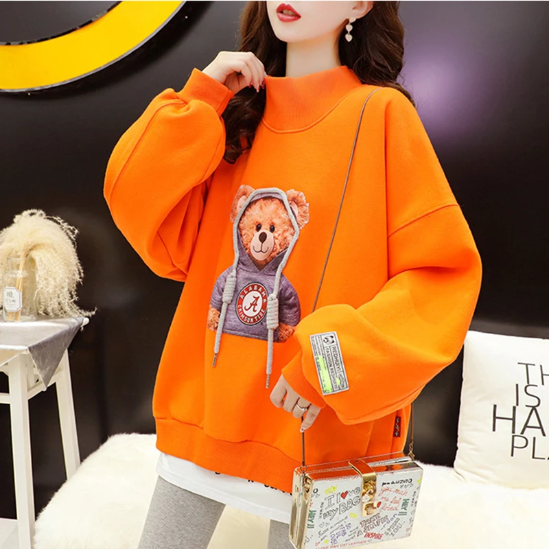 Cartoon Bear Print White Hoodies Women 2021 Autumn Casual Crewneck Long Sleeve Baggy Sweatshirt Woman Korean Style Pullover Tops
Cartoon Bear Print White Hoodies Women 2021 Autumn Casual Crewneck Long Sleeve Baggy Sweatshirt Woman Korean Style Pullover Tops