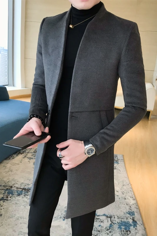 2021 autumn winter men's fashion business woolen coat lengthened windbreaker jacket male solid color stand-up collar slim coat
2021 autumn winter men's fashion business woolen coat lengthened windbreaker jacket male solid color stand-up collar slim coat