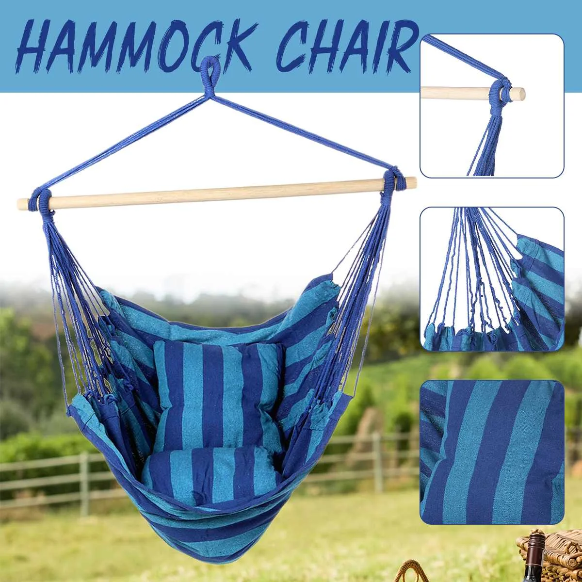 Portable Hammock Chair With 2 Pillows Cotton Canvas Hanging Chair Swing Chair Seat For Garden Indoor Outdoor Hammock Swing Beds
Portable Hammock Chair With 2 Pillows Cotton Canvas Hanging Chair Swing Chair Seat For Garden Indoor Outdoor Hammock Swing Beds