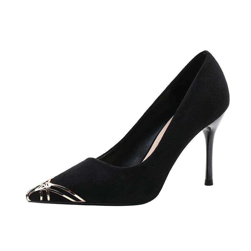 6cm Summer New Flock Leather Metal Pointed Toe Thin High Heels Office Women Shoes 41 42 43
6cm Summer New Flock Leather Metal Pointed Toe Thin High Heels Office Women Shoes 41 42 43