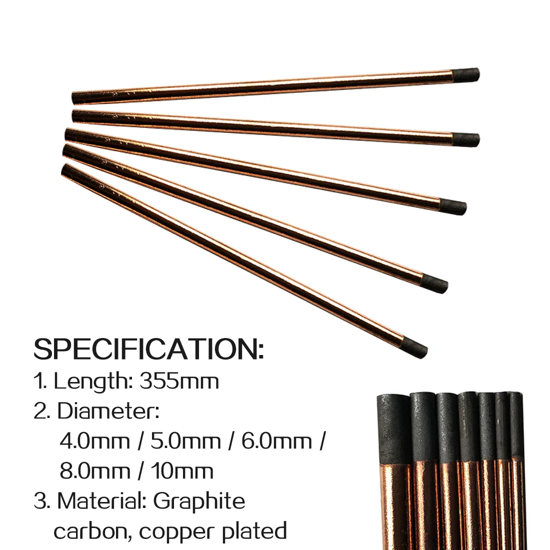 New Air Carbon Arc Gouging Rods Copper Round Graphite Electrode Rod For DC Gas Gouging Gun Electrode Carbon Rod 4-10mm
New Air Carbon Arc Gouging Rods Copper Round Graphite Electrode Rod For DC Gas Gouging Gun Electrode Carbon Rod 4-10mm
