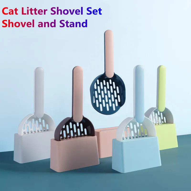 

Cat Litter Shovel Set Pet Cleanning Tool Cat Poop Scoop Cat Sand Cleaning Products Kitty Sifter with Deep Shovel Holder For Cat