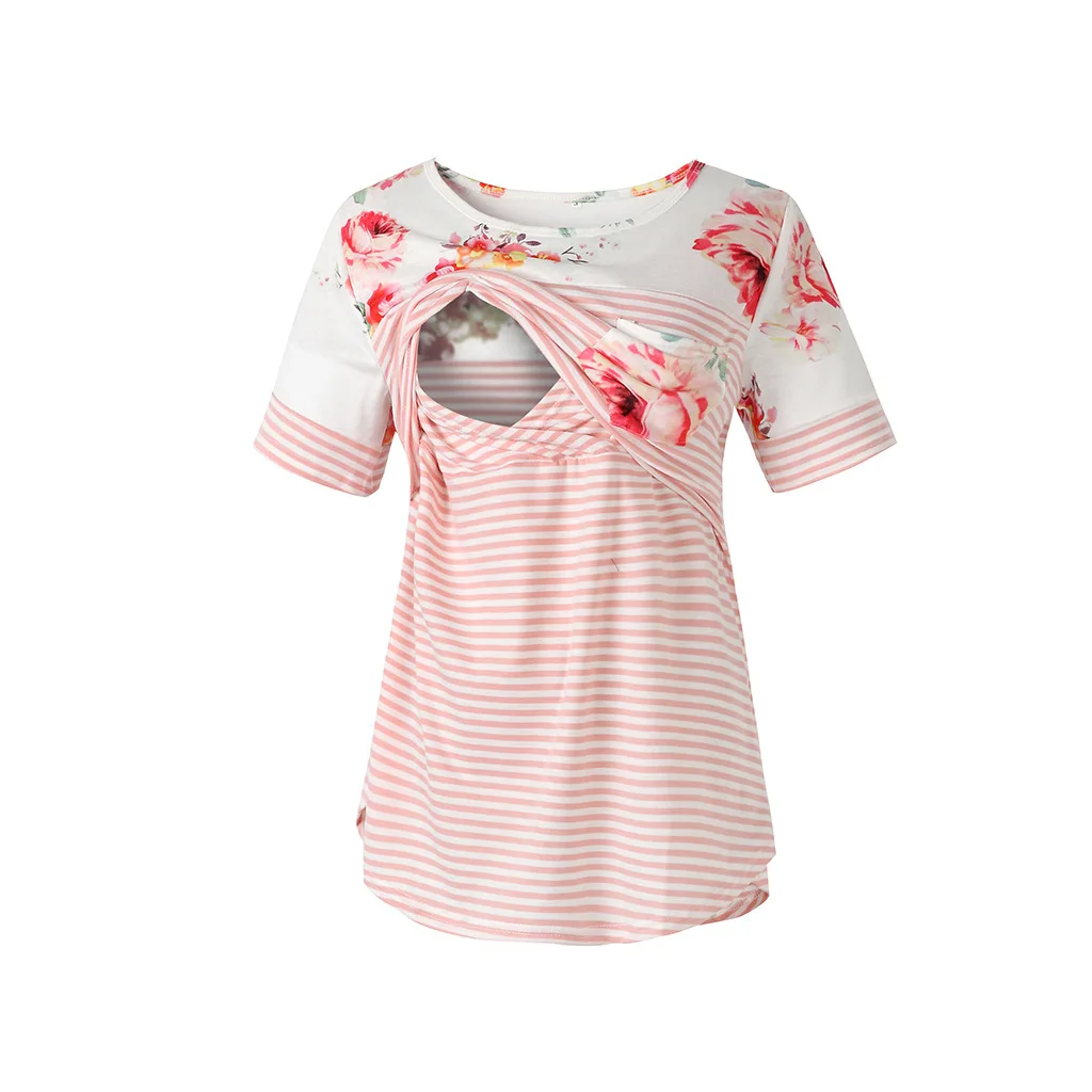 2021 new pregnant women striped stitching short-sleeved breastfeeding top T-shirt
2021 new pregnant women striped stitching short-sleeved breastfeeding top T-shirt