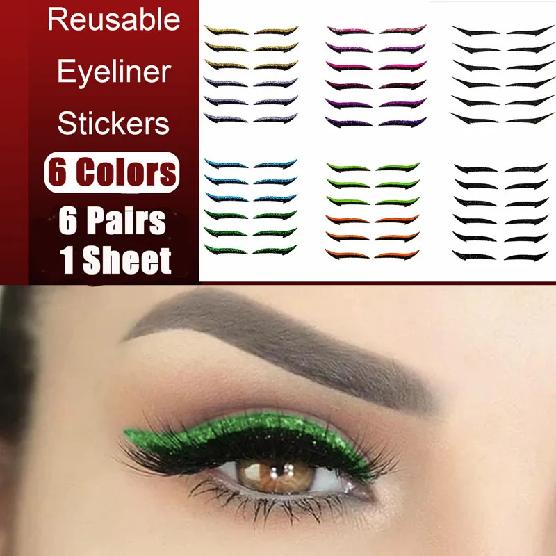 6Pair/set Glitter Reusable Cat Eye Makeup Waterprof Easy To Use Sweatproof Eyeliner Sticker Eyelid Sticker косметика
6Pair/set Glitter Reusable Cat Eye Makeup Waterprof Easy To Use Sweatproof Eyeliner Sticker Eyelid Sticker косметика