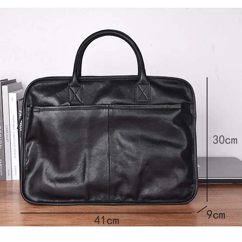 

AETOO The first layer of leather men's bag men's leather soft leather briefcase simple handbag A4 file bag messenger shoulder ba
