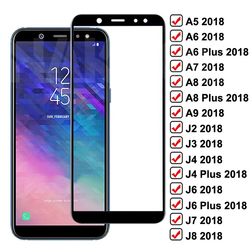 Защитное стекло 99D для Samsung Galaxy A8 A6 J4 J6 Plus 2018 A5 A7 A9 J2 J3 J7 J8 закаленное защитное