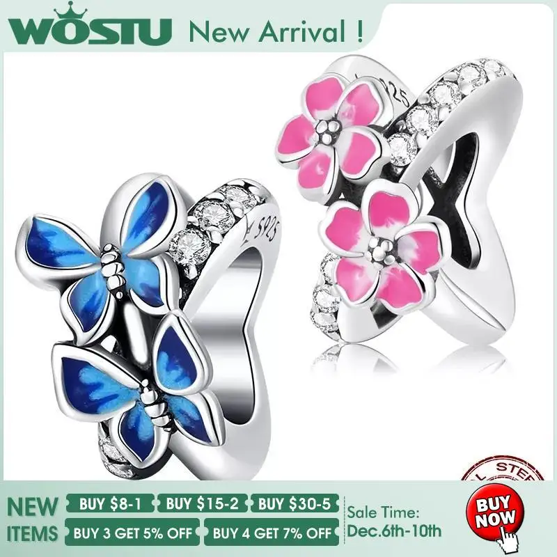 WOSTU 925 Sterling Silver Spring Flower Butterfly Spacer Charms Beads Fit Original Bracelet Necklace For Women New Year Jewelry
WOSTU 925 Sterling Silver Spring Flower Butterfly Spacer Charms Beads Fit Original Bracelet Necklace For Women New Year Jewelry