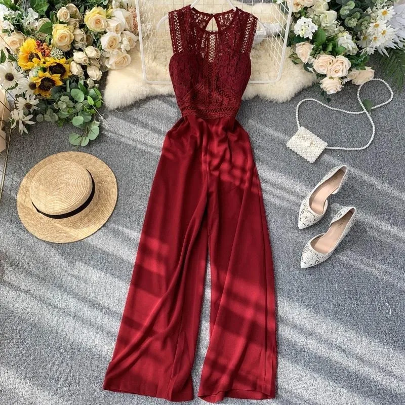 2021 Summer Women Office Overalls Length Jumpsuits Women O Neck Sleeveless Patchwork Lace Hollow Out Sexy Rompers Female Y610
2021 Summer Women Office Overalls Length Jumpsuits Women O Neck Sleeveless Patchwork Lace Hollow Out Sexy Rompers Female Y610