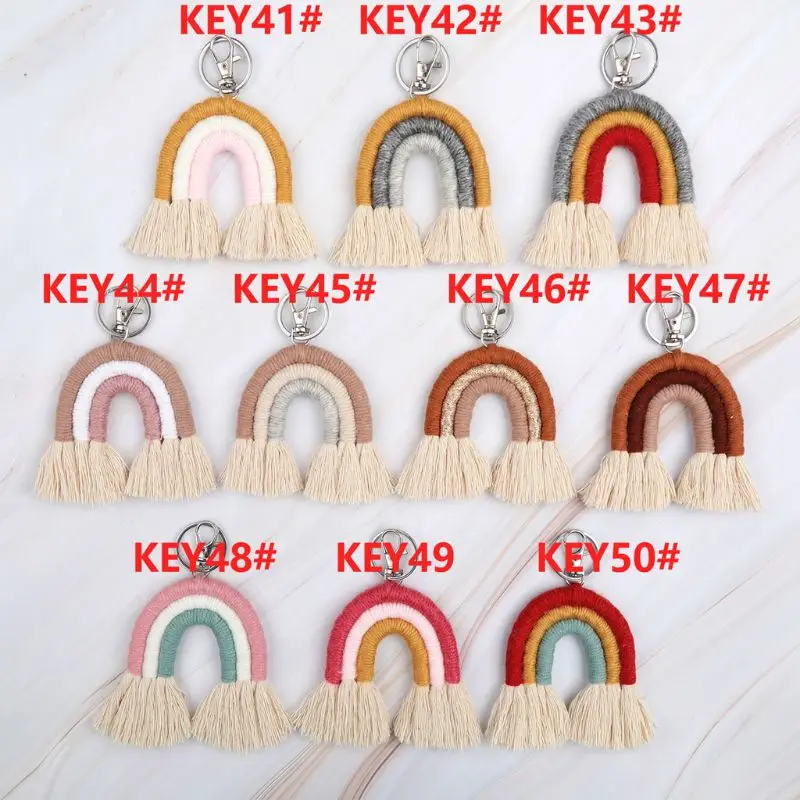 Weaving Rainbow Keychains for Women Boho Handmade key Holder Keyring Macrame Bag Charm Car Hanging Jewelry Gifts
Weaving Rainbow Keychains for Women Boho Handmade key Holder Keyring Macrame Bag Charm Car Hanging Jewelry Gifts