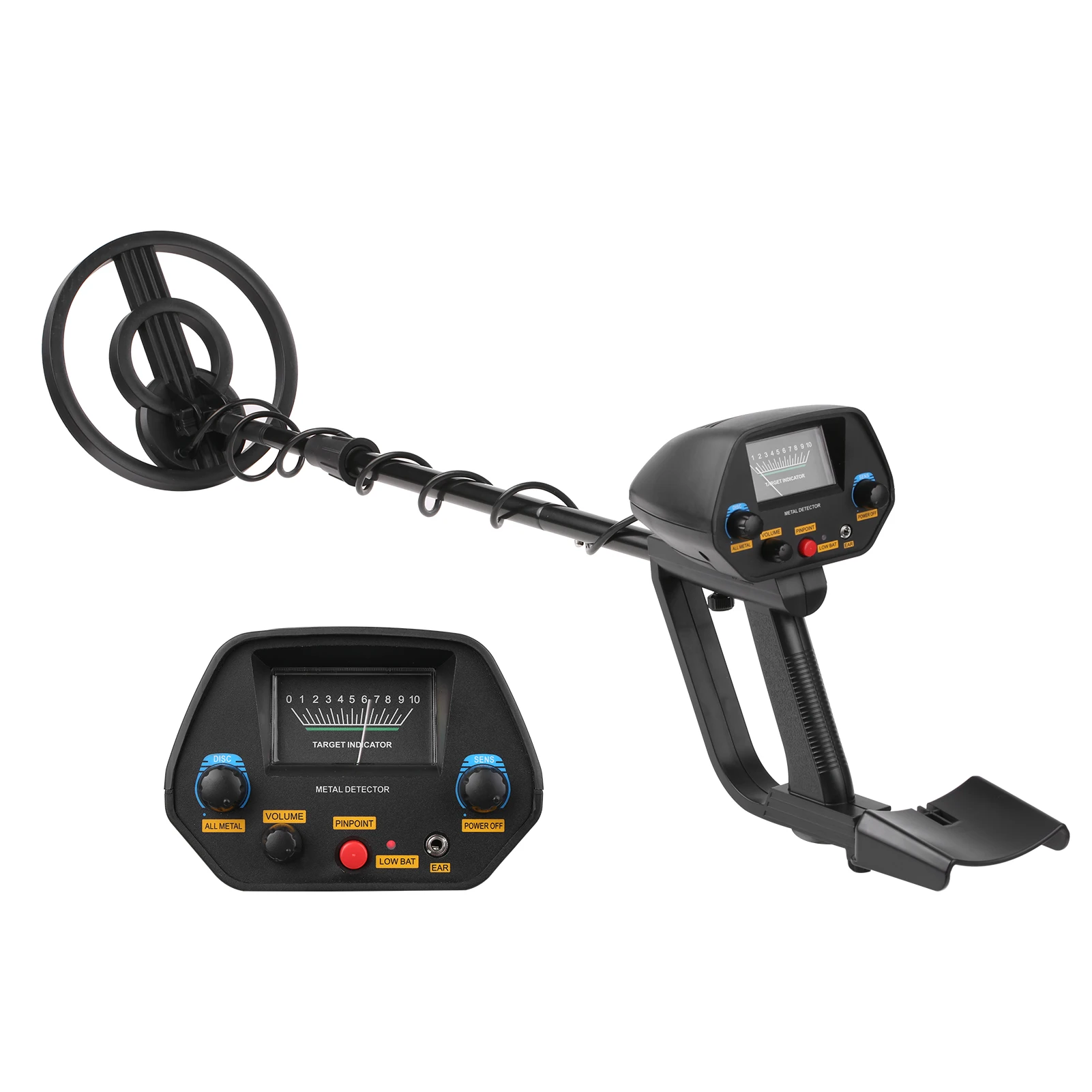 

MD-4080 Metal Detector Adjustable Waterproof Metal Finder 31-41in with DISC and Pinpoint Modes Audio Prompt for Adults