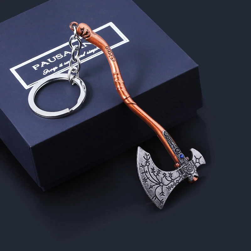 God Of War 4 Kratos Axe Shape KeyChain Exquisite Carved pattern Axe Metal Pendant Keyring Men Women Game Chaveiro Souvenir Gift
God Of War 4 Kratos Axe Shape KeyChain Exquisite Carved pattern Axe Metal Pendant Keyring Men Women Game Chaveiro Souvenir Gift