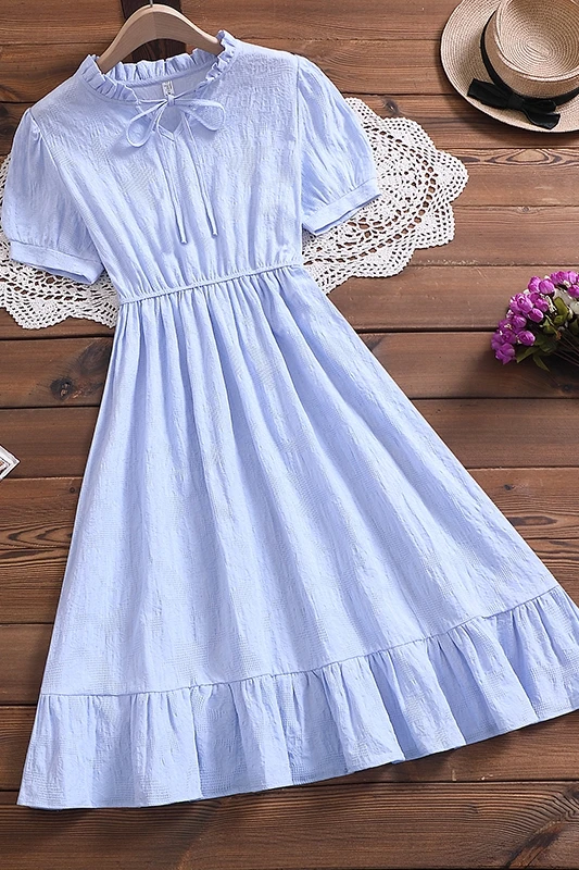 COIGARSAM Cute Cotton Linen Women dress New Summer Puff Sleeve High Waist Dresses Light Blue Apricot 9116
COIGARSAM Cute Cotton Linen Women dress New Summer Puff Sleeve High Waist Dresses Light Blue Apricot 9116
