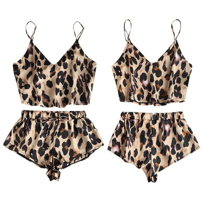 Women's Pajama Sets Sexy Summer V Neck Silk Leopard Nightgown Home Sling Casual Pajama Sets Lady Sleepwear Set Plus Size S-3XL
Women's Pajama Sets Sexy Summer V Neck Silk Leopard Nightgown Home Sling Casual Pajama Sets Lady Sleepwear Set Plus Size S-3XL