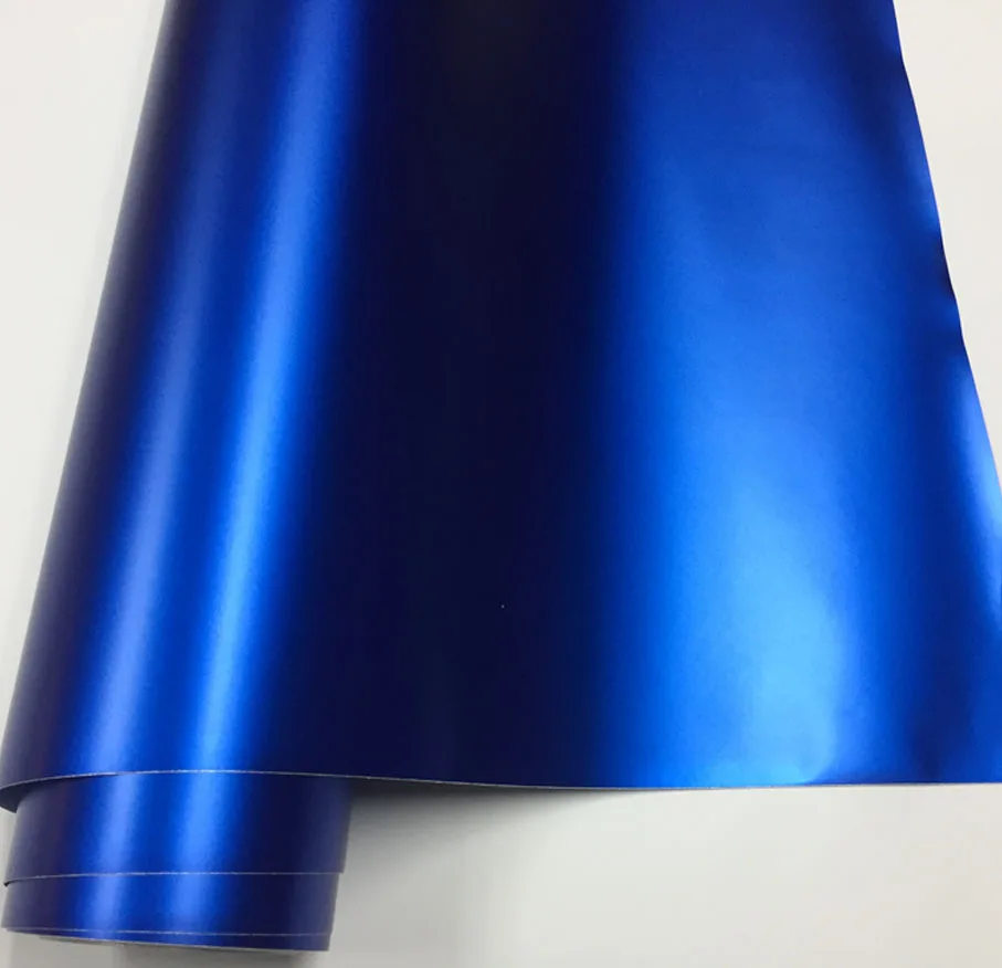 

30cm*1/2/3/4/5/6M Good Quality Dark Blue Satin Chrome Vinyl Wrap Film Deep Blue Matt Chrome Vinyl Car Wrap Covering Air Bubbles