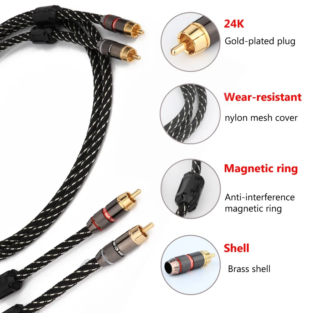 Пара HIFI стерео кабель RCA высокопроизводительный Премиум Hi Fi аудио 2rca к для