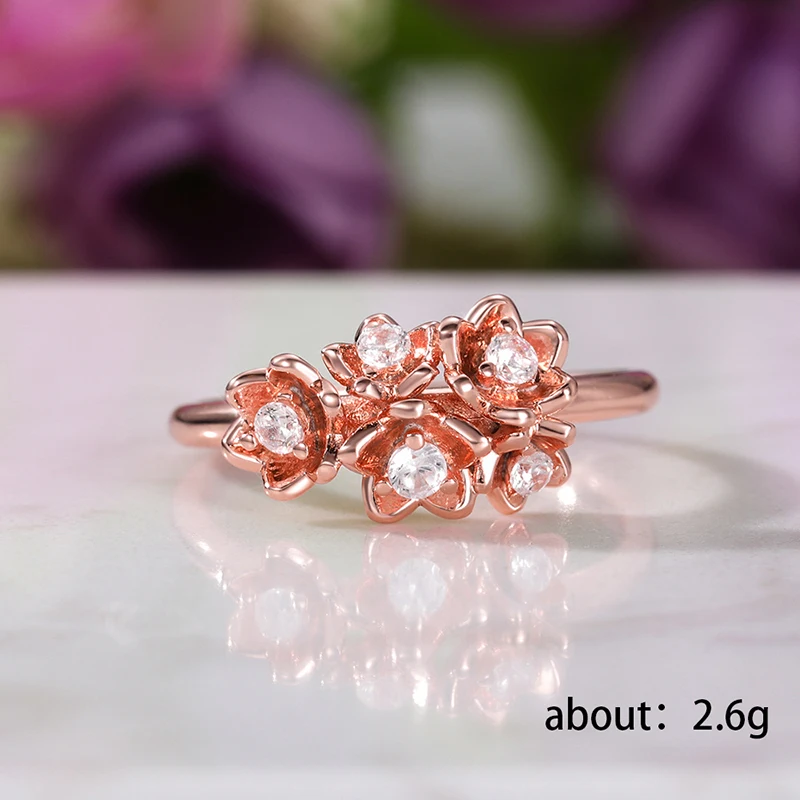 Simple Delicate Rose Gold Flowers Rings For Women Shine Cubic Zircon Inlay Romantic Valentine's Day Jewelry Gift Promise Ring
Simple Delicate Rose Gold Flowers Rings For Women Shine Cubic Zircon Inlay Romantic Valentine's Day Jewelry Gift Promise Ring
