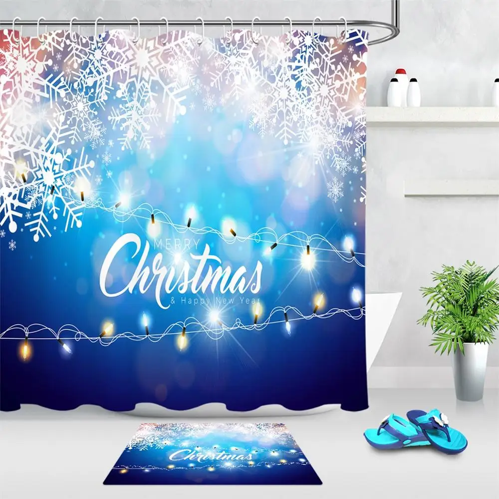 Занавески для душа из полиэстера, водостойкие, с рождественскими снежинками, моющиеся, новогодний декор для ванной 
Занавески для душа из полиэстера, водостойкие, с рождественскими снежинками, моющиеся, новогодний декор для ванной
