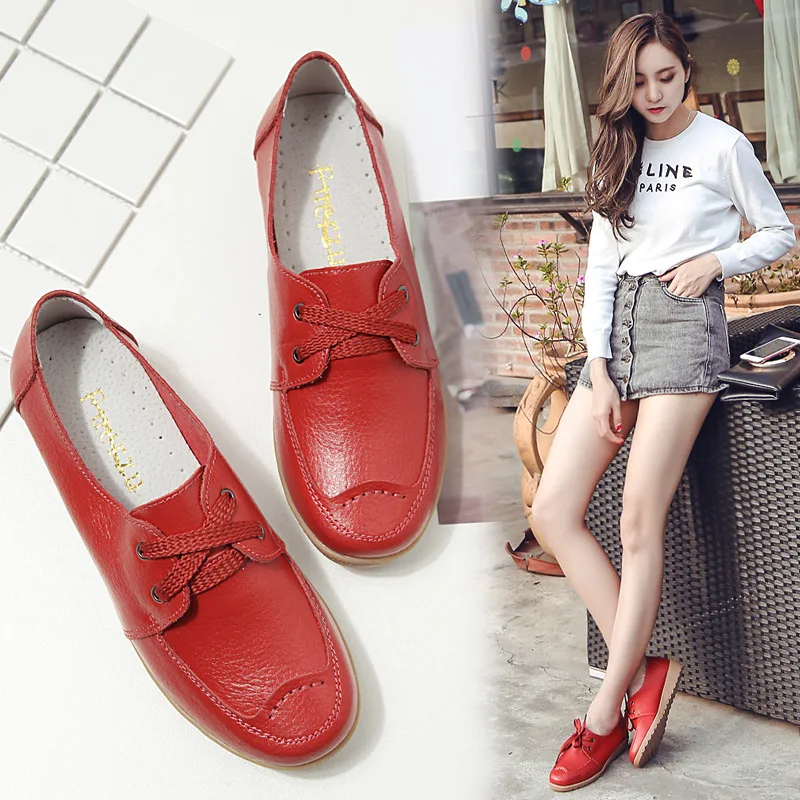 Women Casual Shoes Genuine Leather Lace up Moccains Round Toe Rubber Sole Boat Shoes Flats Women Retro Ballet Flat Shoes89
Women Casual Shoes Genuine Leather Lace up Moccains Round Toe Rubber Sole Boat Shoes Flats Women Retro Ballet Flat Shoes89