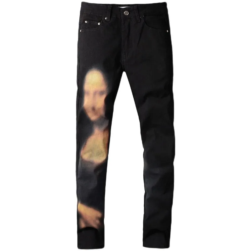 New men's male fashion trousers New black creative oil painting character print jeans men stretch slim denim pants for men 155
New men's male fashion trousers New black creative oil painting character print jeans men stretch slim denim pants for men 155
