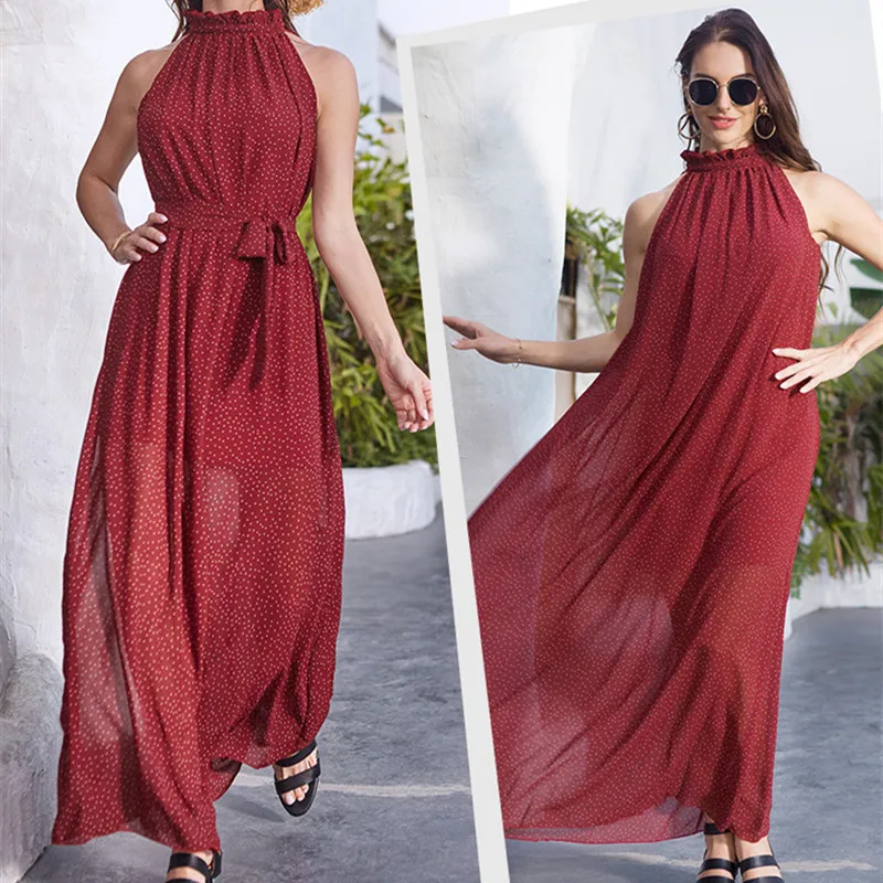 2020 Vintage Fashion Women Dot Loose Maxi Dress Summer Elegant O-neck Lace Up Sleeveless Dress
2020 Vintage Fashion Women Dot Loose Maxi Dress Summer Elegant O-neck Lace Up Sleeveless Dress