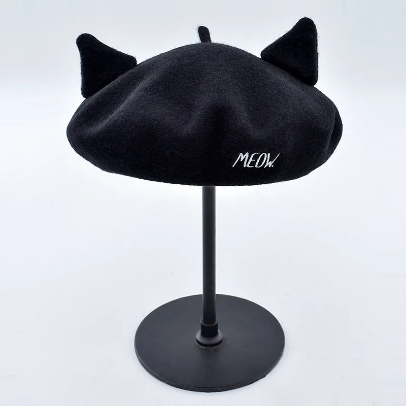 Black Wool Beret Female Winter Hats For Women Girls With Ears Pure Woolen Boina Feminina Flat Cap England Beret Bone Gorro
Black Wool Beret Female Winter Hats For Women Girls With Ears Pure Woolen Boina Feminina Flat Cap England Beret Bone Gorro