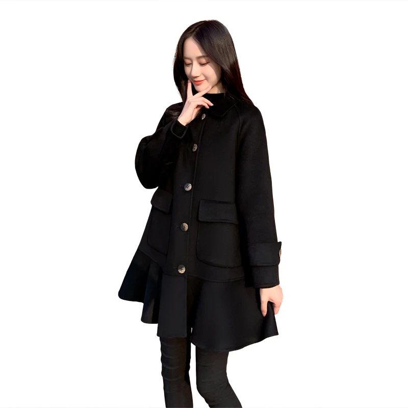 2021 new women Black woolen coat loose thickened ruffled woolen coat women vintage coat women blends coats and jackets winter
2021 new women Black woolen coat loose thickened ruffled woolen coat women vintage coat women blends coats and jackets winter
