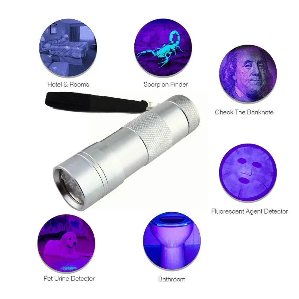 Purple Light Flashlight Super Black Mini Aluminum Uv Light Ultra 12led Flashlight Flashlight Light Violet Lamp Black W2h5
Purple Light Flashlight Super Black Mini Aluminum Uv Light Ultra 12led Flashlight Flashlight Light Violet Lamp Black W2h5