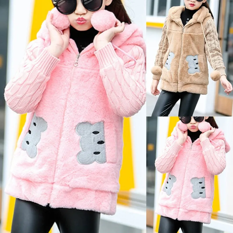 Thick Keep Warm Winter Jacket For Girls Big Size Bear Hooded Sweater Sleeve Plush Kids Outerwear Teenager Long Windbreaker Coat
Thick Keep Warm Winter Jacket For Girls Big Size Bear Hooded Sweater Sleeve Plush Kids Outerwear Teenager Long Windbreaker Coat