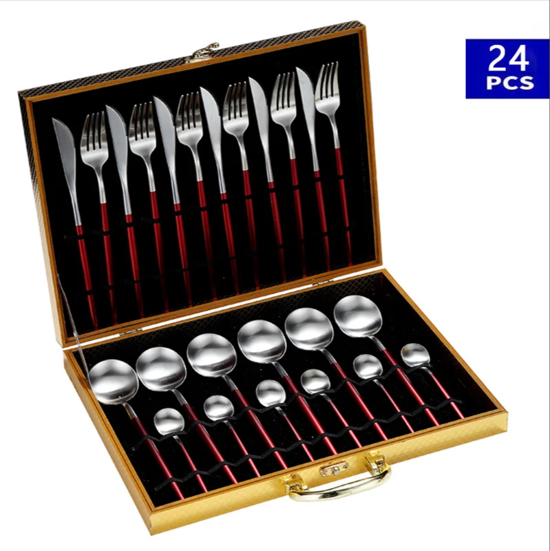 Деревянная коробка, 24 шт., столовые приборы, Обеденный набор, нож, вилка, ложка, набор столовых приборов из нержавеющей стали с подарочной кор... 
Деревянная коробка, 24 шт., столовые приборы, Обеденный набор, нож, вилка, ложка, набор столовых приборов из нержавеющей стали с подарочной кор...