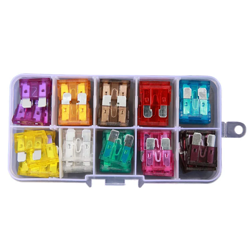 50Pcs/Set Car Fuse Assortment Set Auto Car Truck Profile Small Size Blade Type 2.5/3/5/7.5/10/15/20/25/30/35A Fuse with Box
50Pcs/Set Car Fuse Assortment Set Auto Car Truck Profile Small Size Blade Type 2.5/3/5/7.5/10/15/20/25/30/35A Fuse with Box
