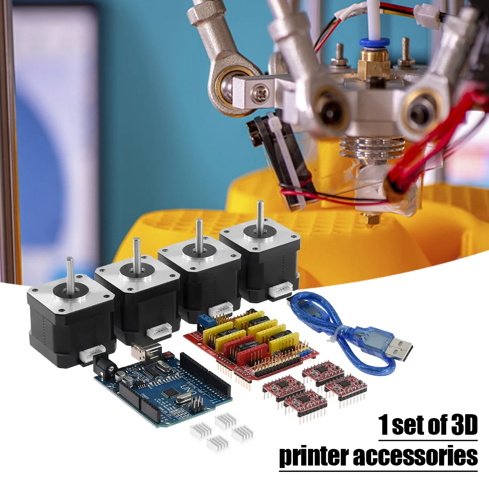CNC Shield + UNOR3 Board + 4 x A4988 Stepper Motor Driver + 4 x 4401 Stepper Motor Kit for 3D Printer Accessories
CNC Shield + UNOR3 Board + 4 x A4988 Stepper Motor Driver + 4 x 4401 Stepper Motor Kit for 3D Printer Accessories