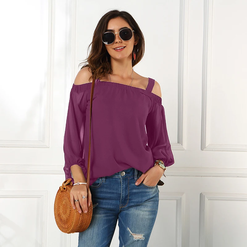 Summer Women Slash Neck Sling T-shirt Solid Color Temperament Casual Loose Ladies Office Long Sleeve Tops Female 2021
Summer Women Slash Neck Sling T-shirt Solid Color Temperament Casual Loose Ladies Office Long Sleeve Tops Female 2021