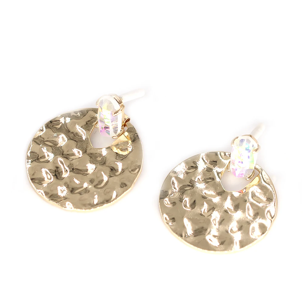 2020 New Arrival Small Oval AB Stone Inlay Hammered Round Dangle Earrings High Polish Hot Brand Statement Drop Earrings
2020 New Arrival Small Oval AB Stone Inlay Hammered Round Dangle Earrings High Polish Hot Brand Statement Drop Earrings