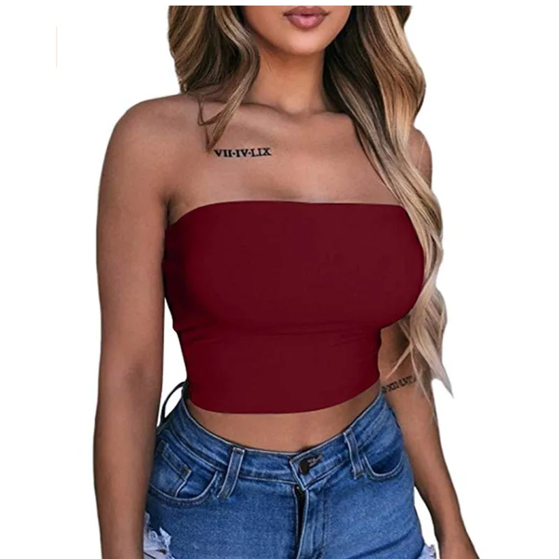 Meihuida Summer Women Strapless Elastic Boob Tube Tops Bandeau Stretchy Pure Colors Short Shirt Cami Top
Meihuida Summer Women Strapless Elastic Boob Tube Tops Bandeau Stretchy Pure Colors Short Shirt Cami Top