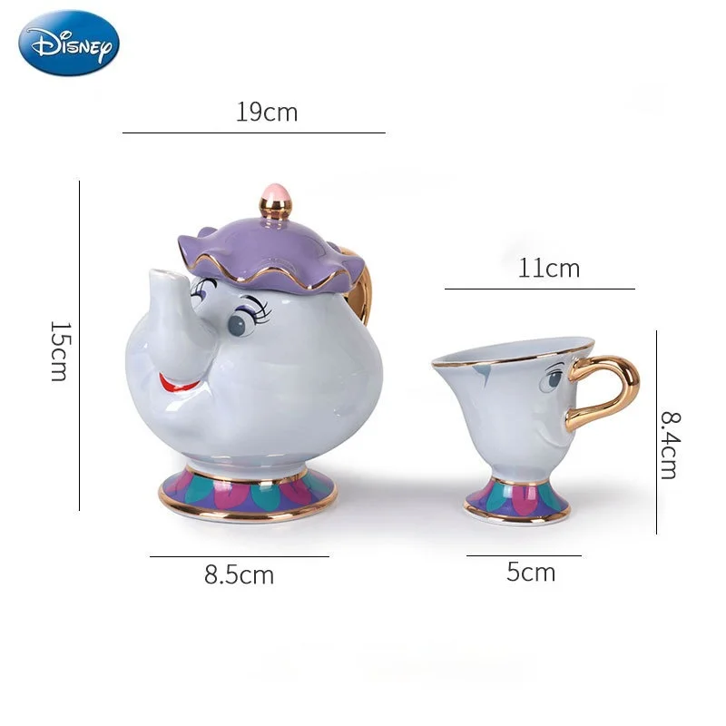 

Disney Teacup Teapot Set Beauty and Beast Ceramic Gold-Plated Tea Set Tea Pot Lady Archie Cup Set