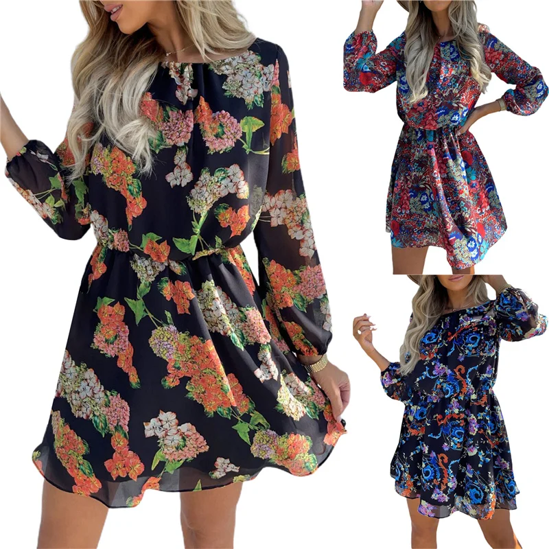 Женское богемное пляжное Повседневное платье-трапеция с длинным рукавом, винтажное летнее короткое платье с цветочным принтом и круглым вы... 
Женское богемное пляжное Повседневное платье-трапеция с длинным рукавом, винтажное летнее короткое платье с цветочным принтом и круглым вы...