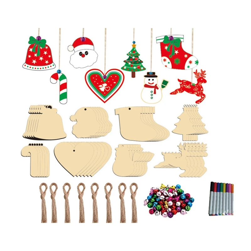 

1Set Wood Discs Bulk with Holes for Crafts Centerpieces Unfinished Wooden Christmas Cutouts Ornaments to Paint DIY